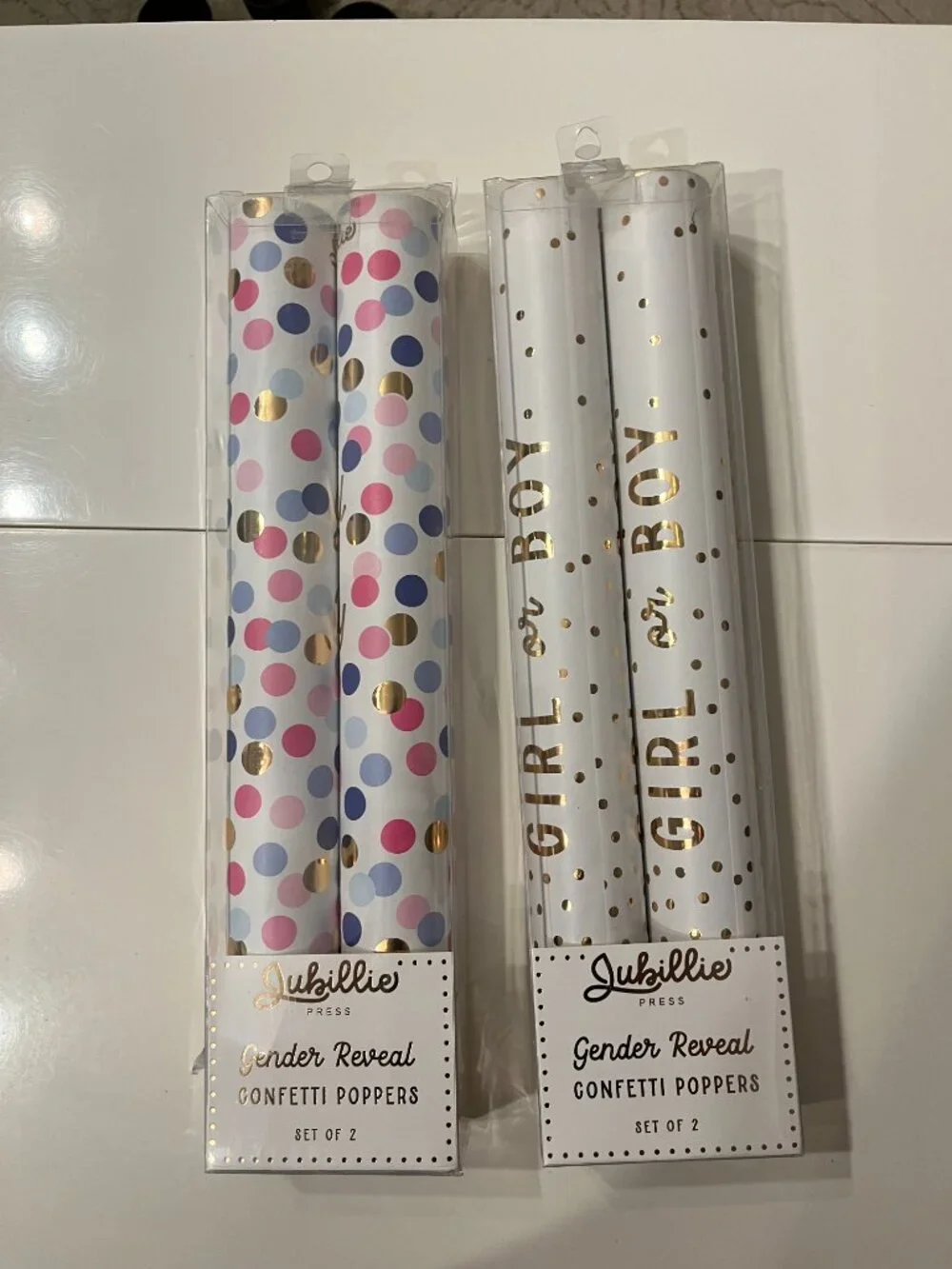 Girl Gender Reveal Confetti Poppers (Includes FOUR)